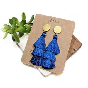 • j crew • blue tiered tassel earrings